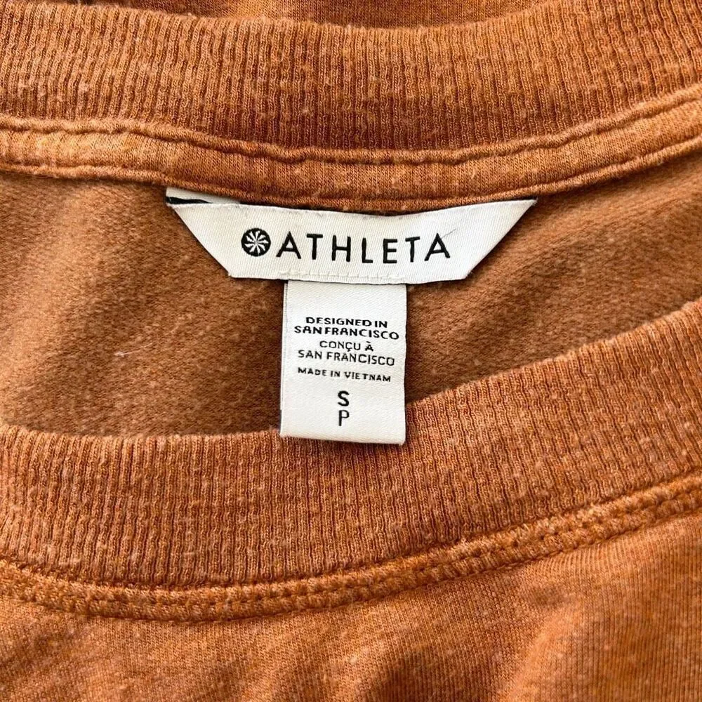 Athleta Cozy Karma Rust Brown Long Sleeve Sweatshirt Women’s Small Petite